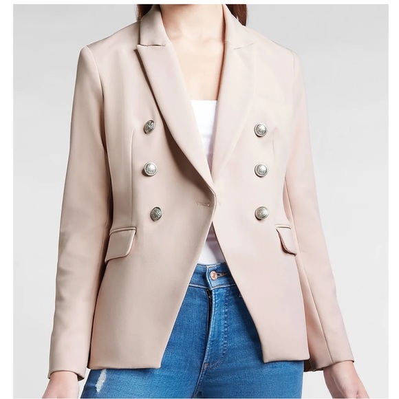 *SOLD* EXPRESS Supersoft Twill Double Breasted Novelty Button Blazer Jacket - Picture 1 of 5